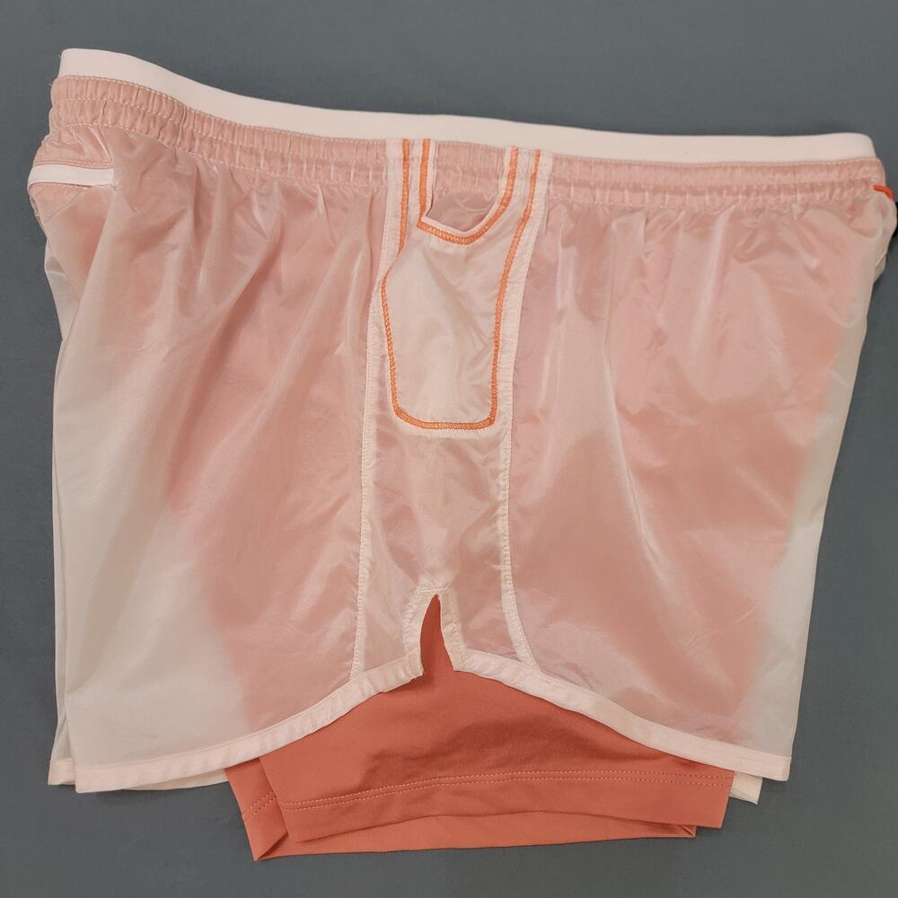 Nike Running Shorts L Peach Orange Dri-Fit Colorblock Lined - Picture 8 of 11